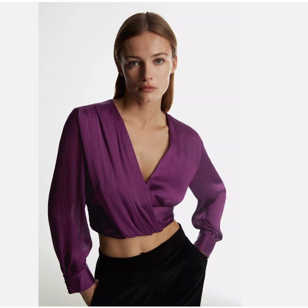 Zara KNOTTED SURPLICE TOP Size M NEW WITH TAG!